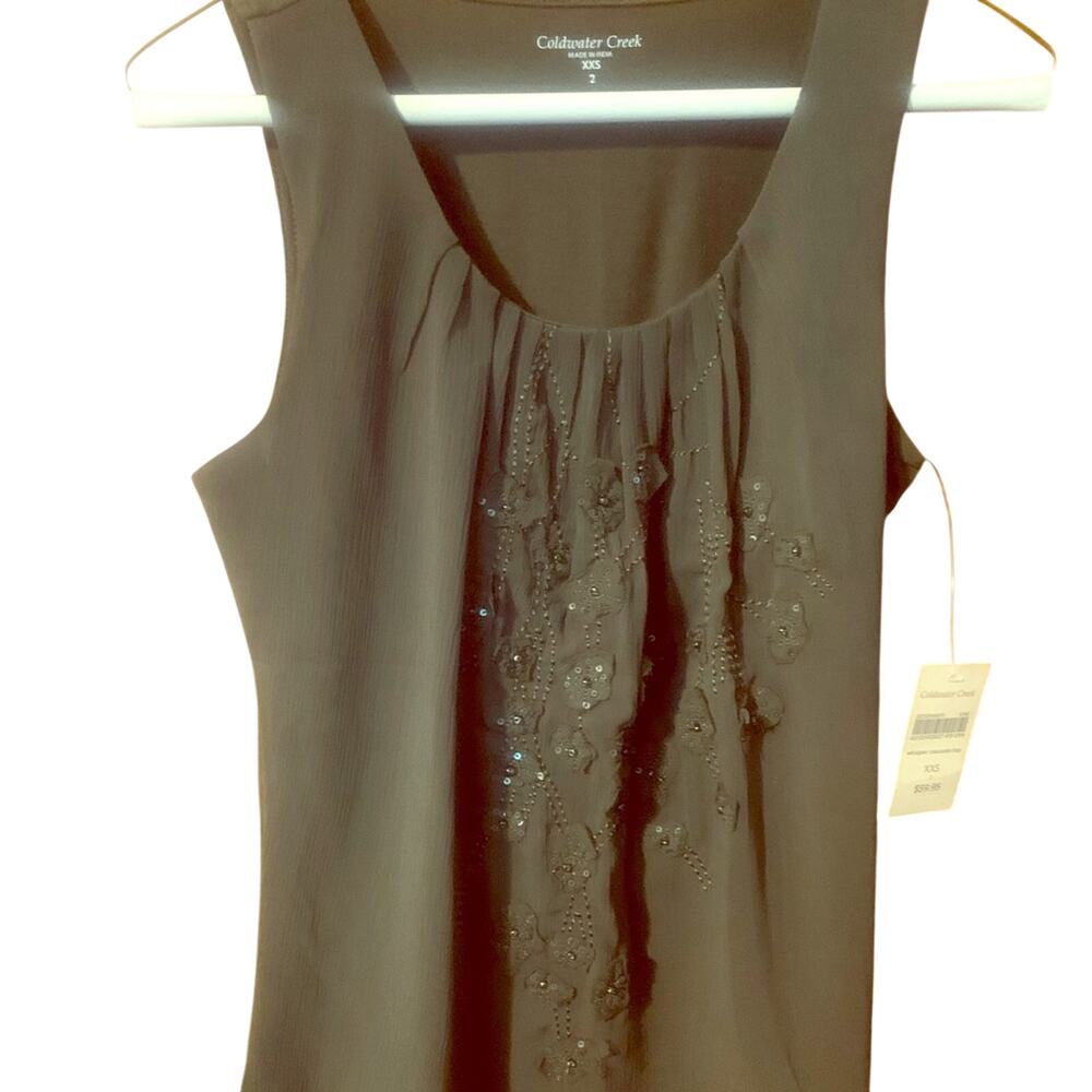 Clearance-Women's Coldwater Green Creek Whisper Cascade Top w/ Sequins XXS New